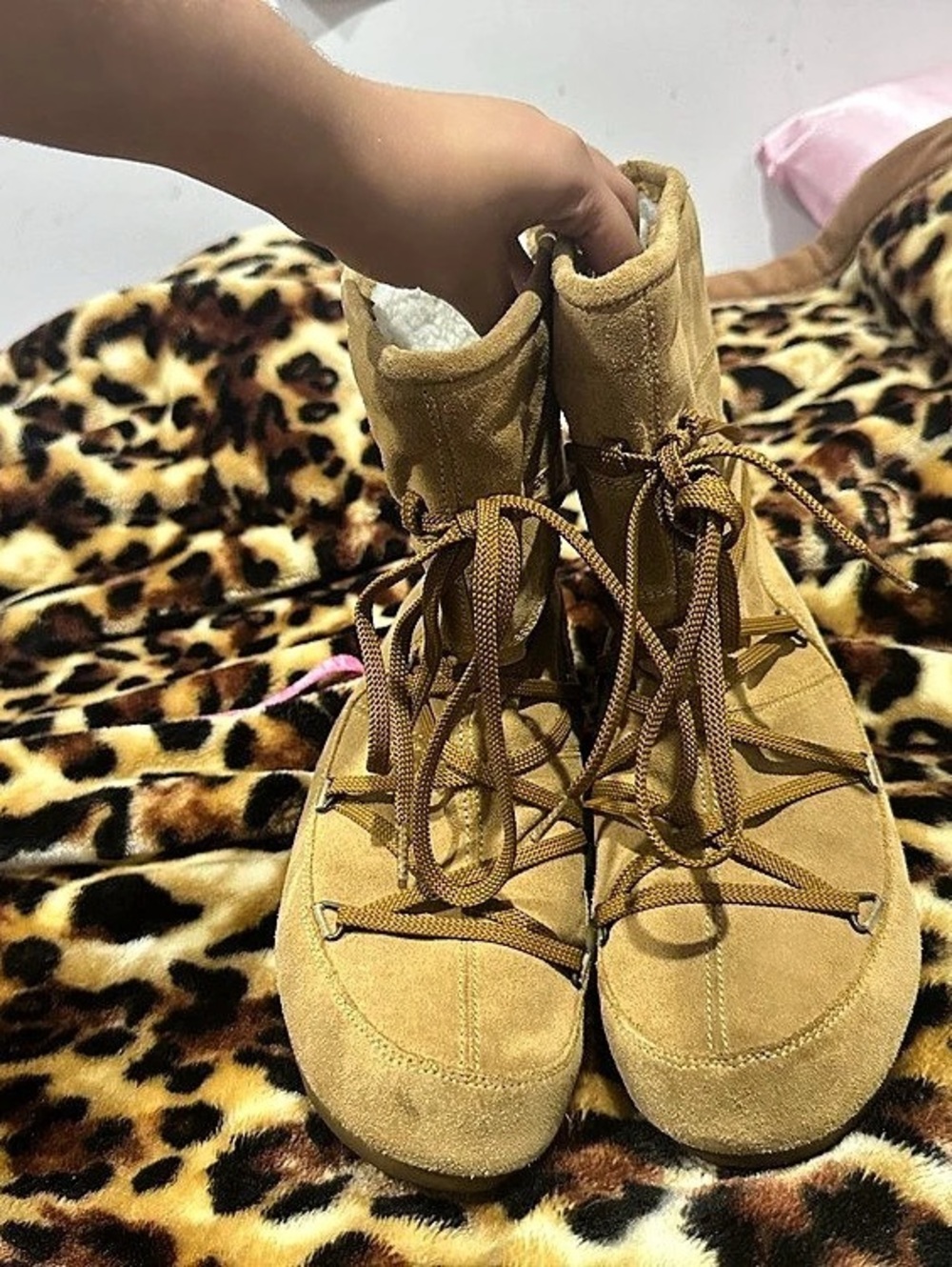 Moon Boot Luna Suede Boots Brown Lace-Up Winter Boots